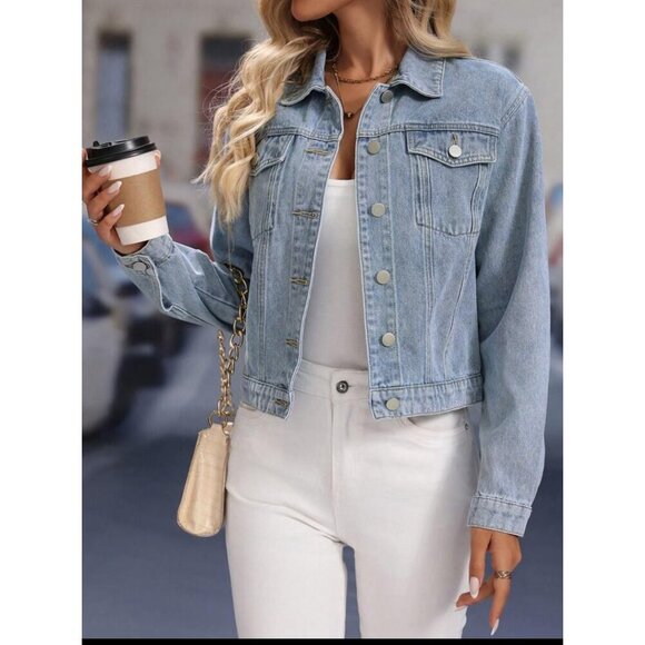 Classic denim jacket button up jean jacket black - Picture 6 of 6